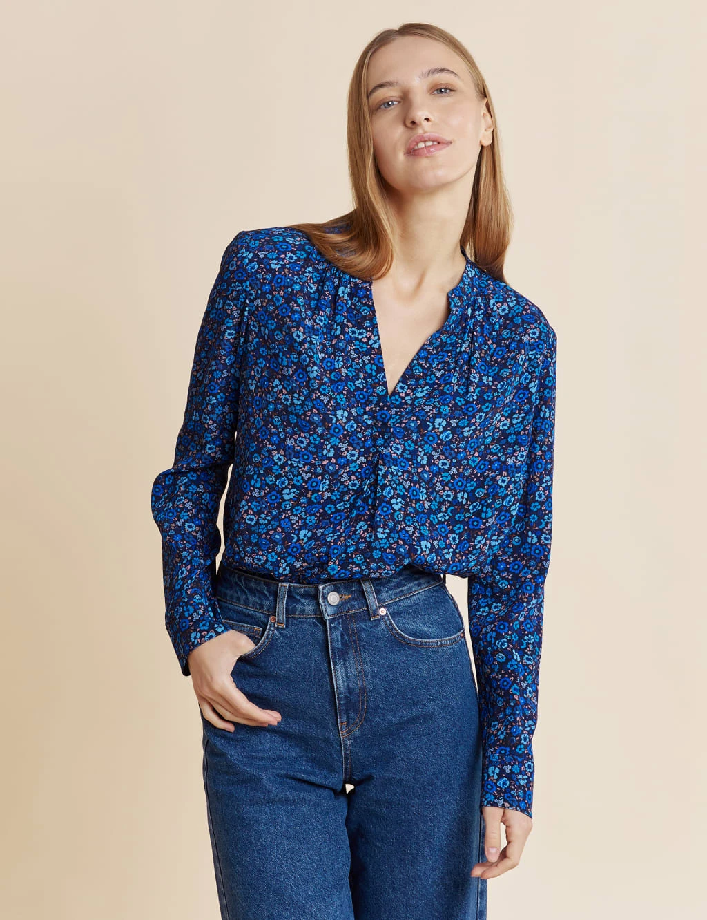 Floral Notch Neck Blouse 1 Floral Notch Neck Blouse