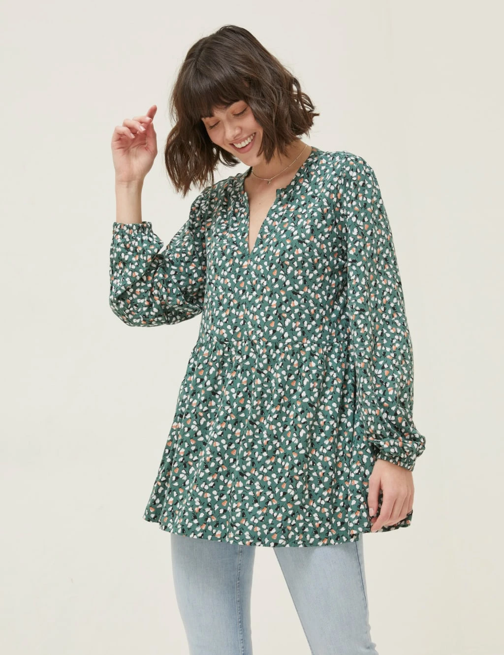 Floral Notch Neck Tunic 1 Floral Notch Neck Tunic