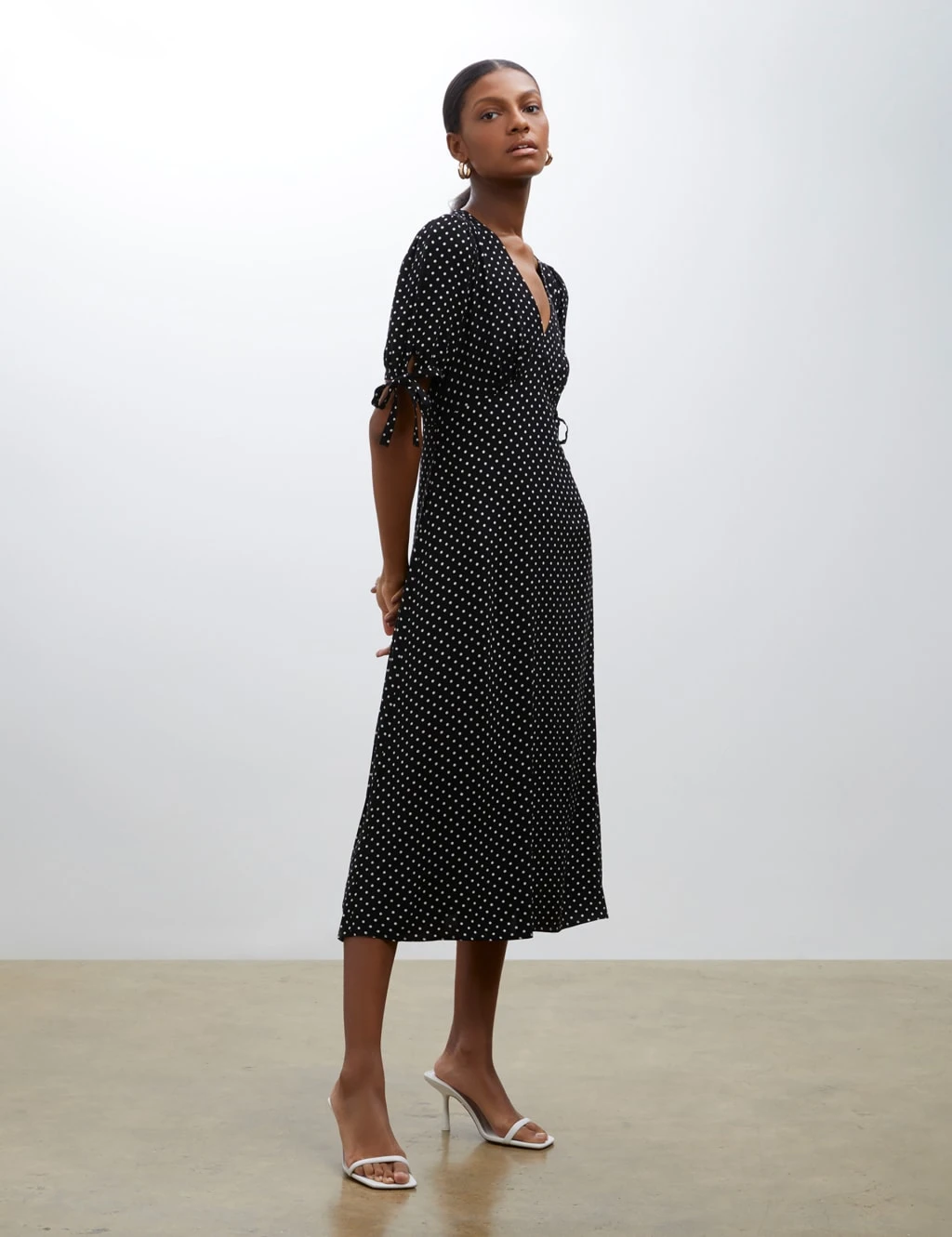 Polka Dot V-Neck Midi Tea Dress 2 Polka Dot V-Neck Midi Tea Dress - Image 2