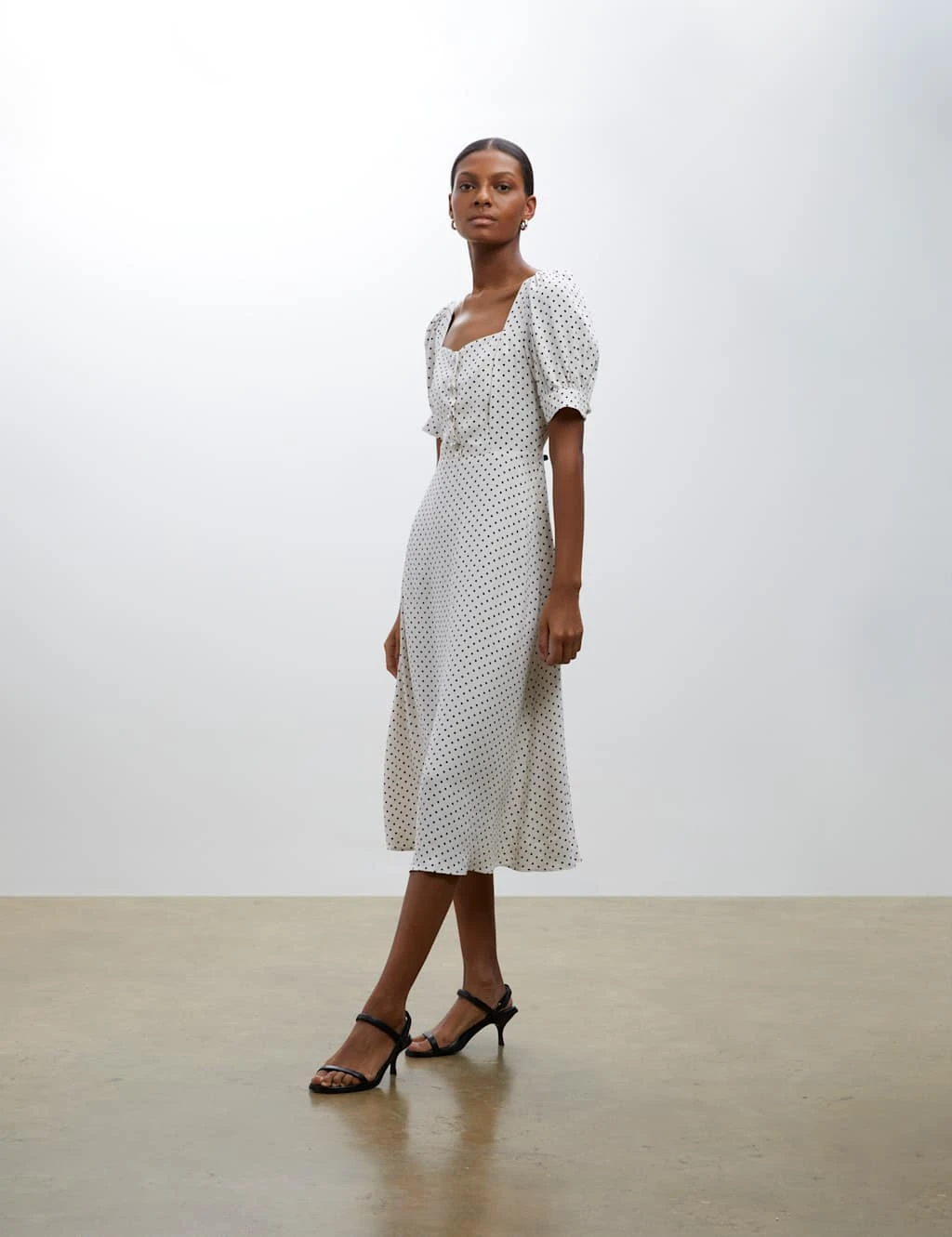 Polka Dot Square Neck Midi Tea Dress 4 Polka Dot Square Neck Midi Tea Dress - Image 4