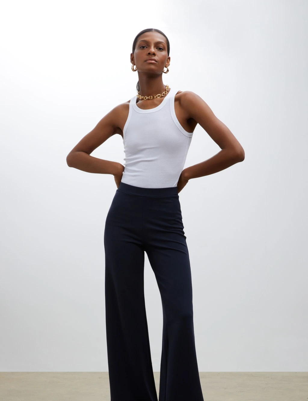 Elasticated Waist Wide Leg Trousers 2 Elasticated Waist Wide Leg Trousers - Image 2