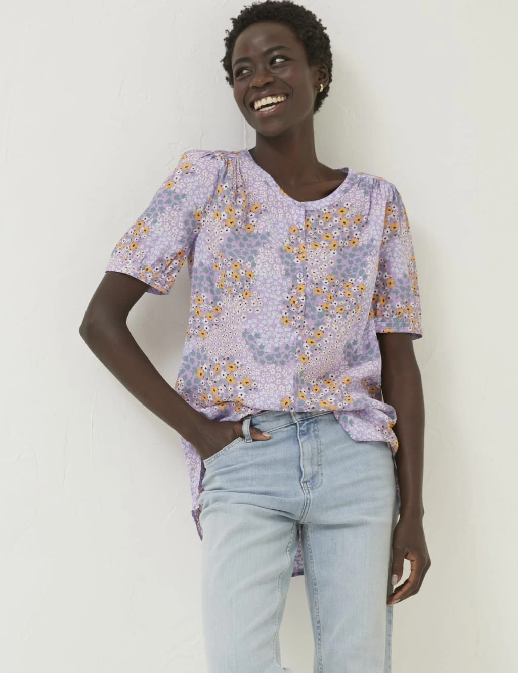 Floral Crew Neck Blouse 1 Floral Crew Neck Blouse