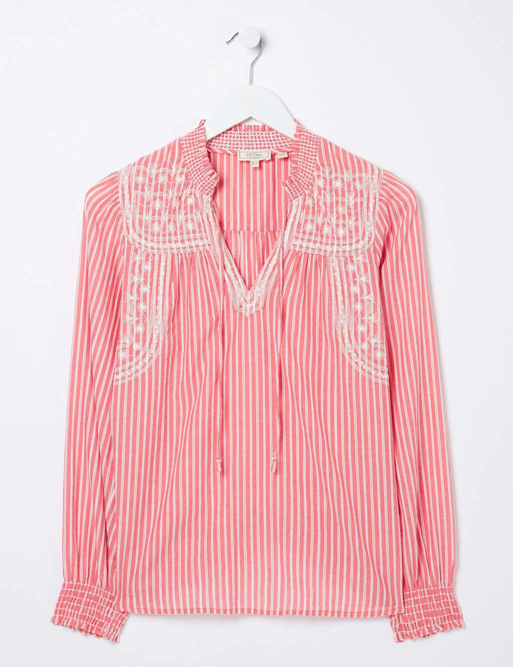 Pure Cotton Striped Notch Neck Blouse 2 Pure Cotton Striped Notch Neck Blouse - Image 2