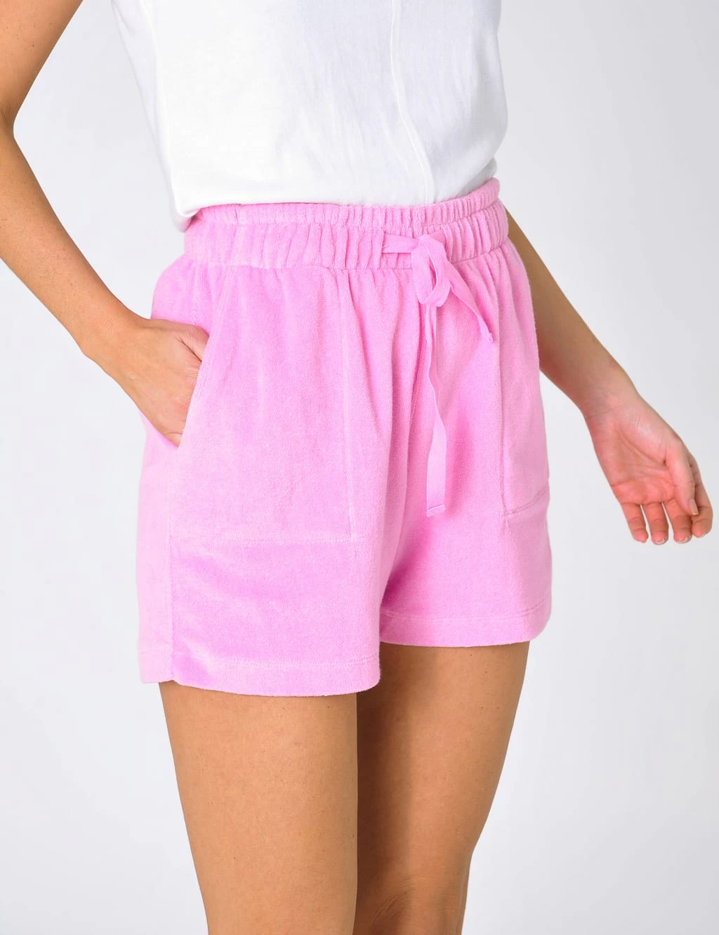 Pure Cotton Towelling High Waisted Shorts 2 Pure Cotton Towelling High Waisted Shorts - Image 2