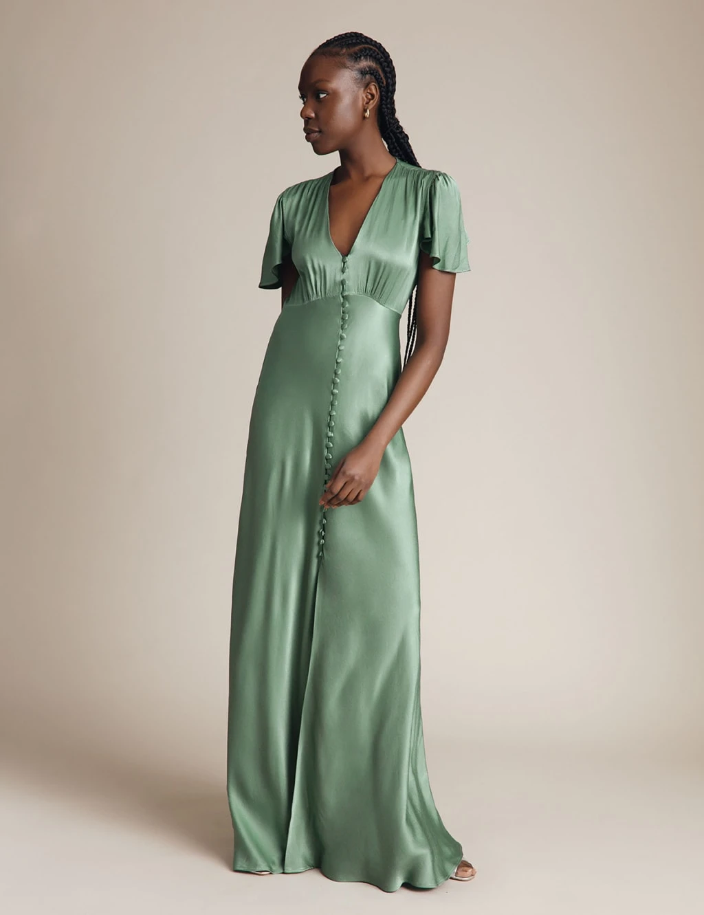 Ghost Satin V-Neck Maxi Waisted Dress 4 Ghost Satin V-Neck Maxi Waisted Dress - Image 4