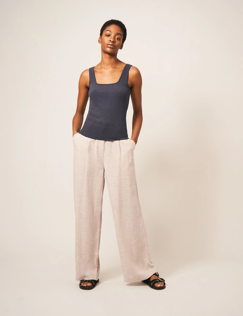 WHITE STUFF Cotton Blend Ribbed Slim Fit Vest Top 4 WHITE STUFF Cotton Blend Ribbed Slim Fit Vest Top - Image 4