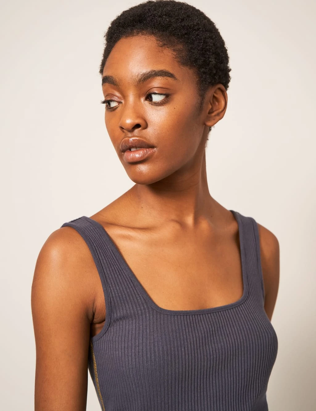 WHITE STUFF Cotton Blend Ribbed Slim Fit Vest Top 5 WHITE STUFF Cotton Blend Ribbed Slim Fit Vest Top - Image 5