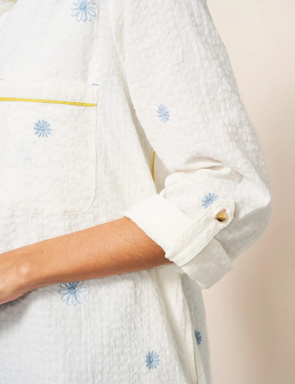 WHITE STUFF Pure Cotton Embroidered Longline Shirt 4 WHITE STUFF Pure Cotton Embroidered Longline Shirt - Image 4