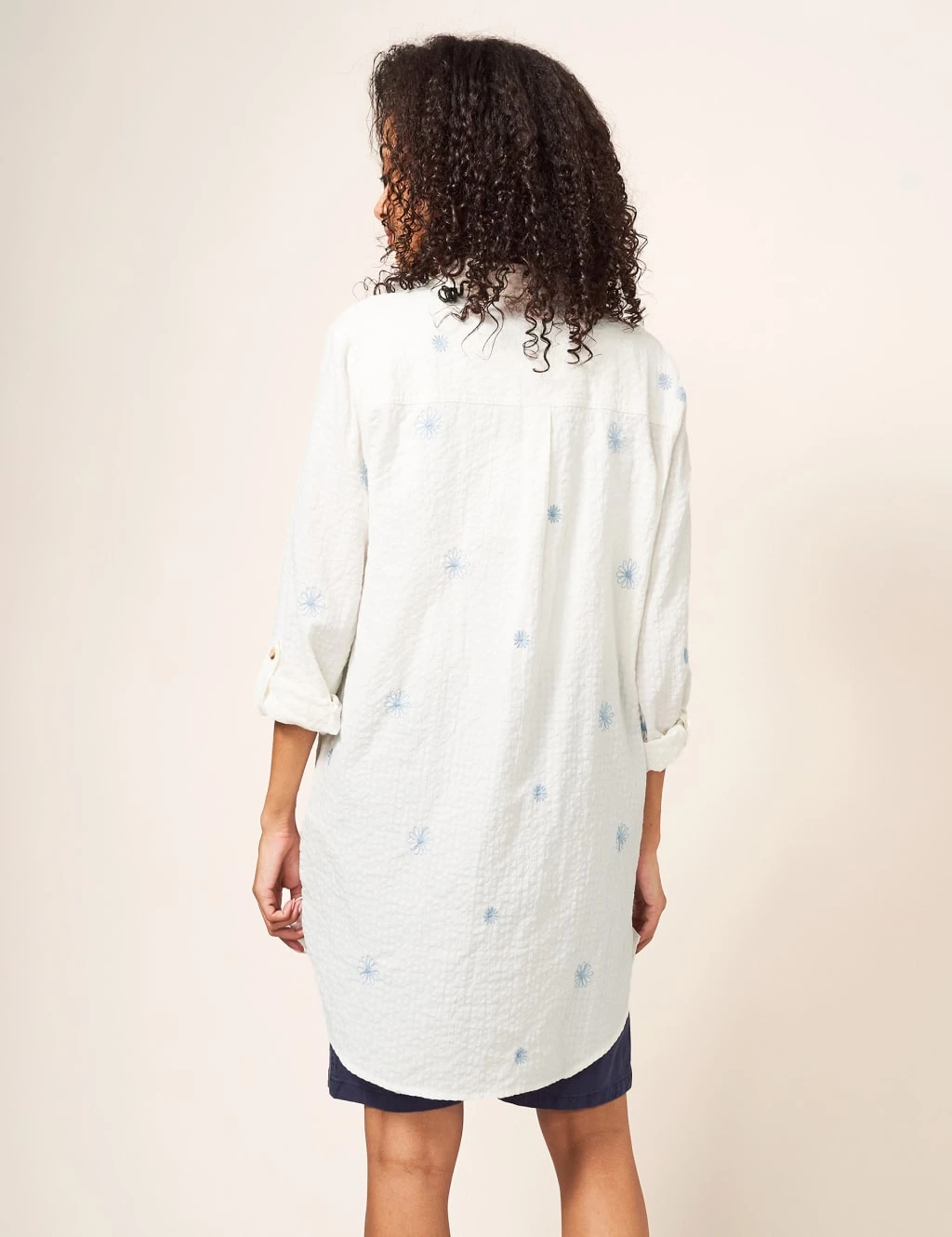 WHITE STUFF Pure Cotton Embroidered Longline Shirt 5 WHITE STUFF Pure Cotton Embroidered Longline Shirt - Image 5