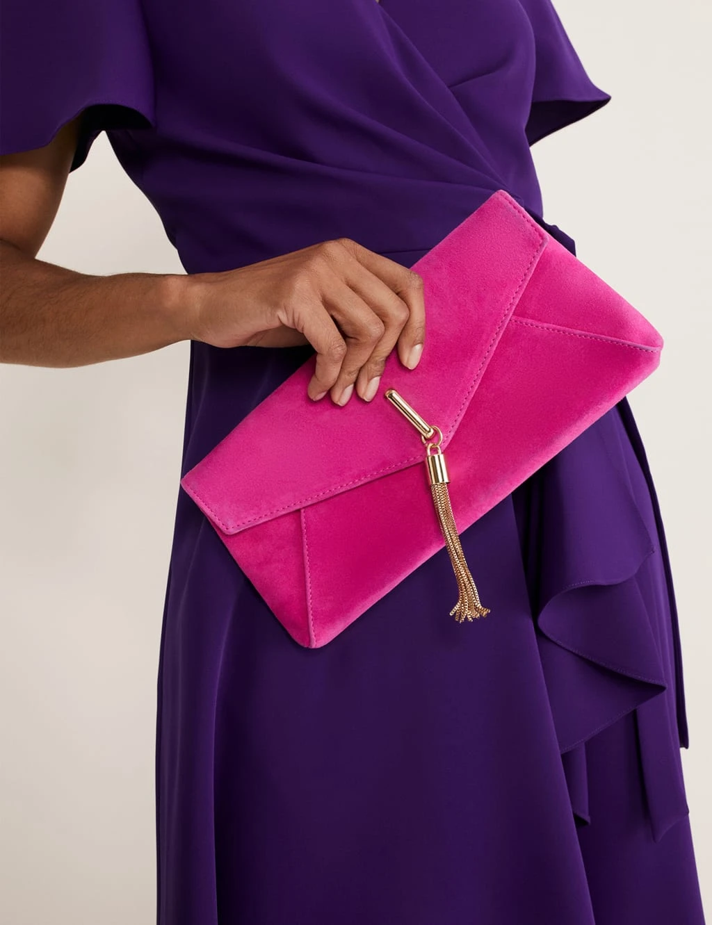 Suede Tassel Clutch Bag 3 Suede Tassel Clutch Bag - Image 3