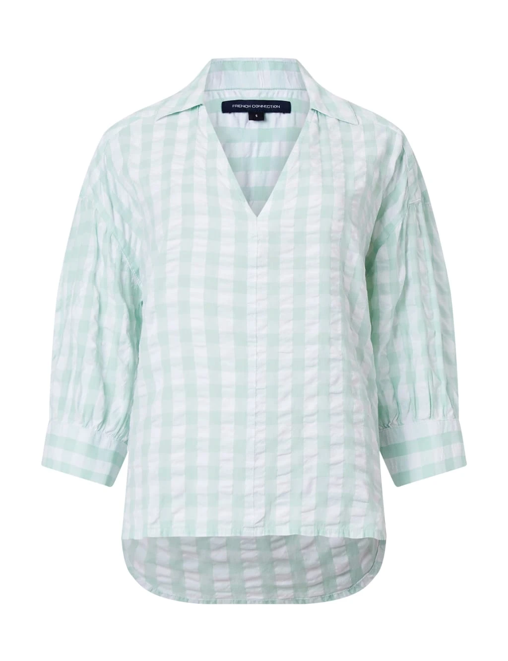 French Connection Textured Checked Puff Sleeve Shirt 2 French Connection Textured Checked Puff Sleeve Shirt - Image 2