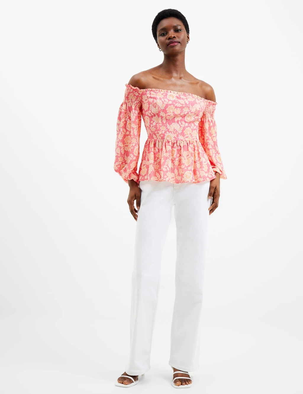 French Connection Floral Bardot Peplum Top 2 French Connection Floral Bardot Peplum Top - Image 2
