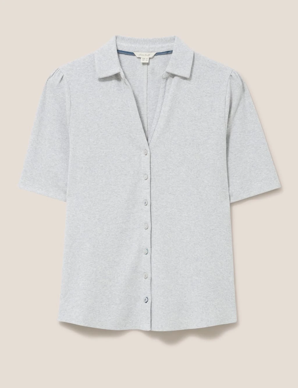 WHITE STUFF Cotton Rich Ribbed V-Neck Shirt 2 WHITE STUFF Cotton Rich Ribbed V-Neck Shirt - Image 2