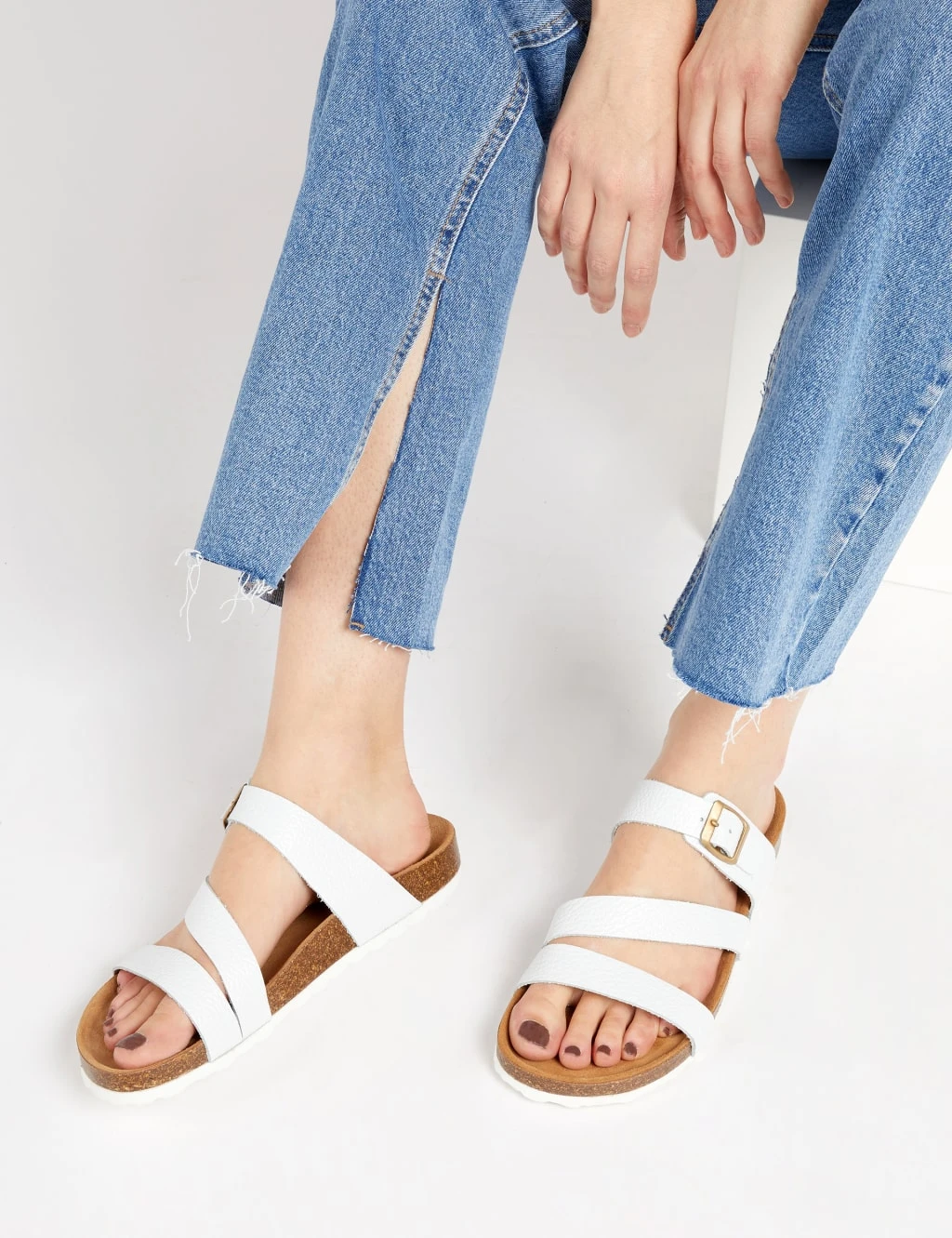 Jones Bootmaker Leather Metallic Flat Mule Sandals 1 Jones Bootmaker Leather Metallic Flat Mule Sandals