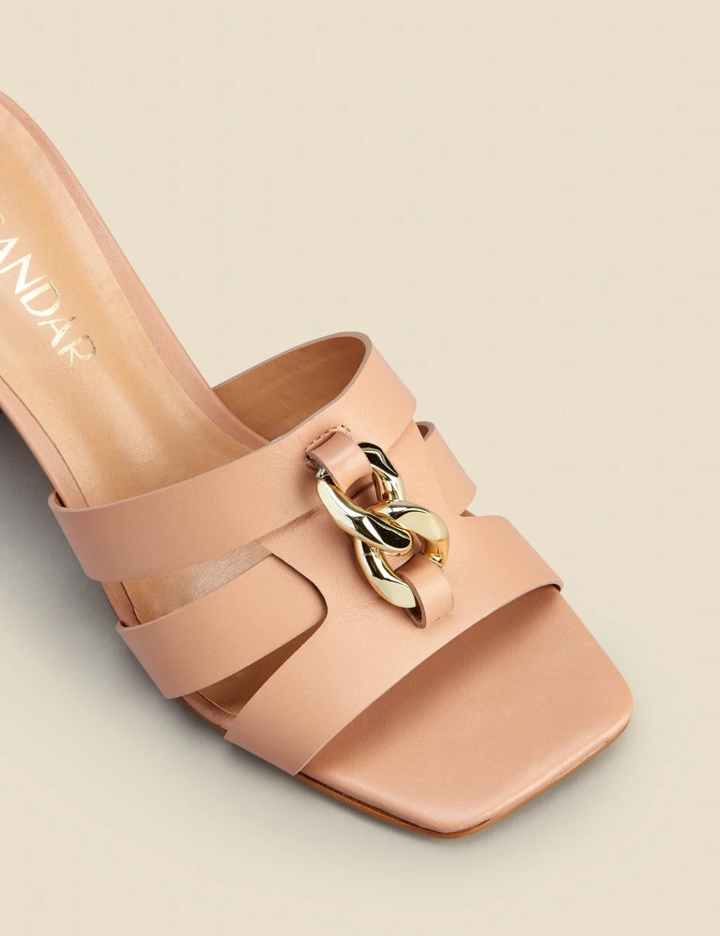 Leather Slip On Block Heel Square Toe Mules 4 Leather Slip On Block Heel Square Toe Mules - Image 4