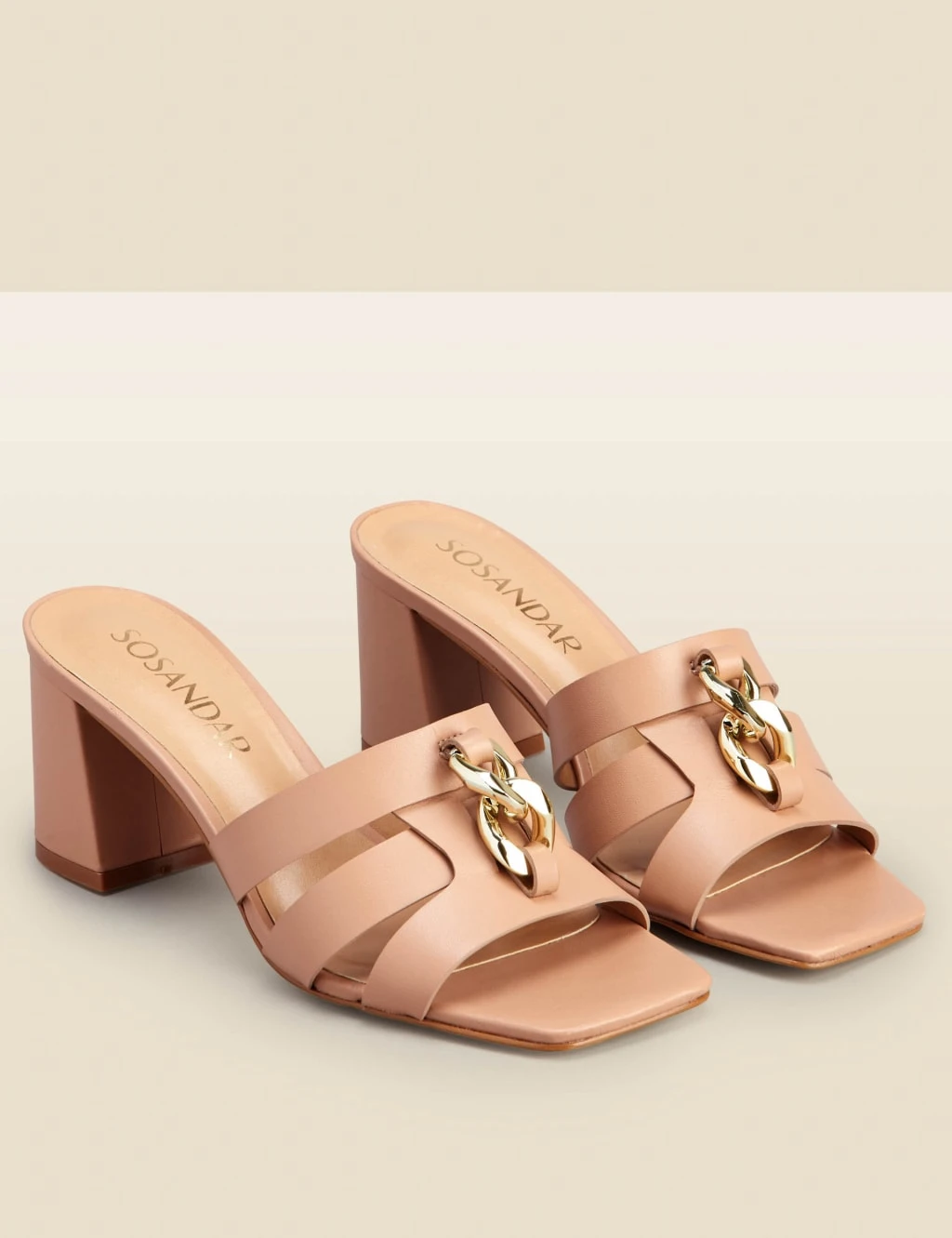 Leather Slip On Block Heel Square Toe Mules 2 Leather Slip On Block Heel Square Toe Mules - Image 2