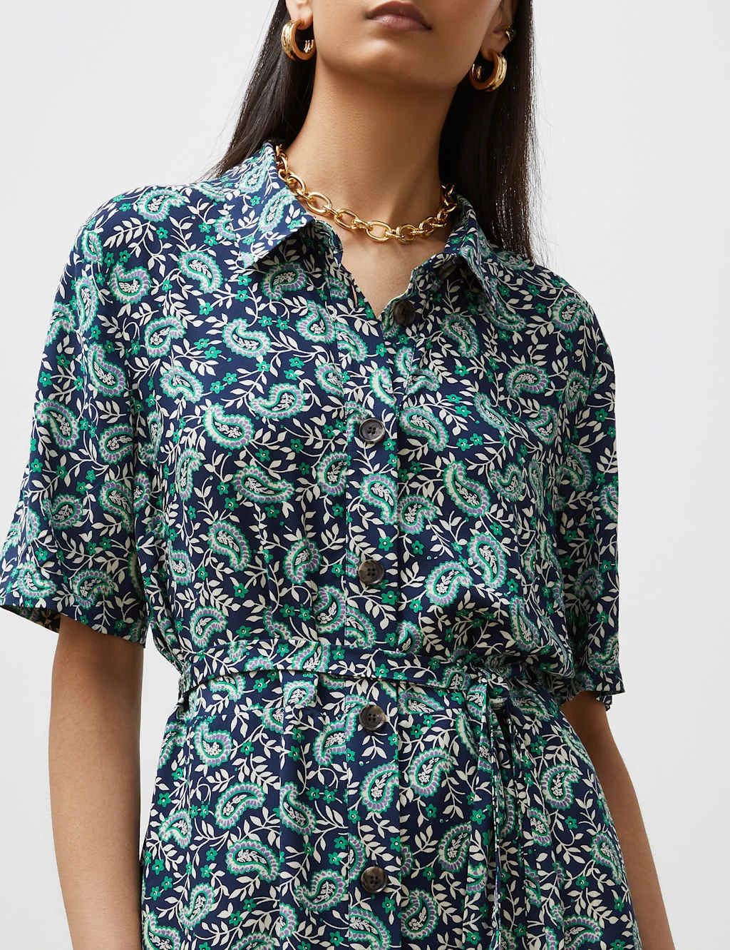 Paisley Tie Waist Midi Shirt Dress 4 Paisley Tie Waist Midi Shirt Dress - Image 4