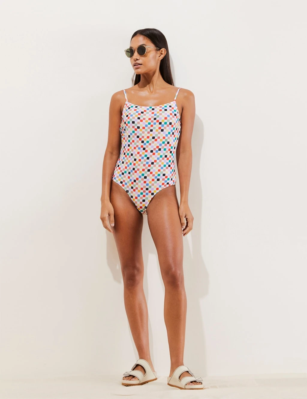 Checked Scoop Neck Swimsuit 1 Checked Scoop Neck Swimsuit