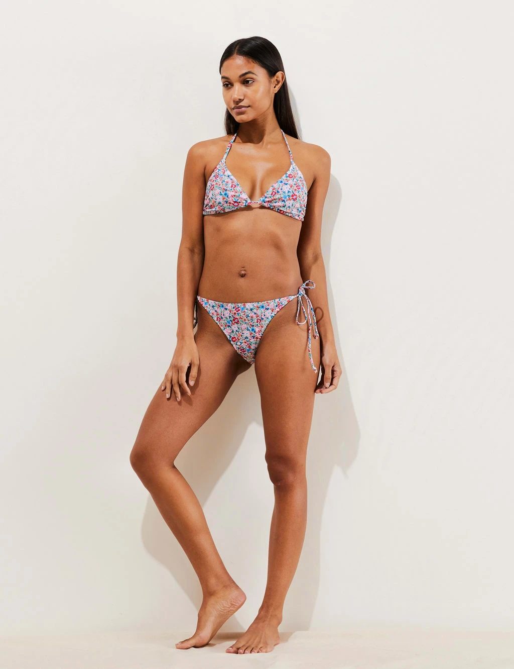 Floral Tie Side High Leg Bikini Bottoms 1 Floral Tie Side High Leg Bikini Bottoms