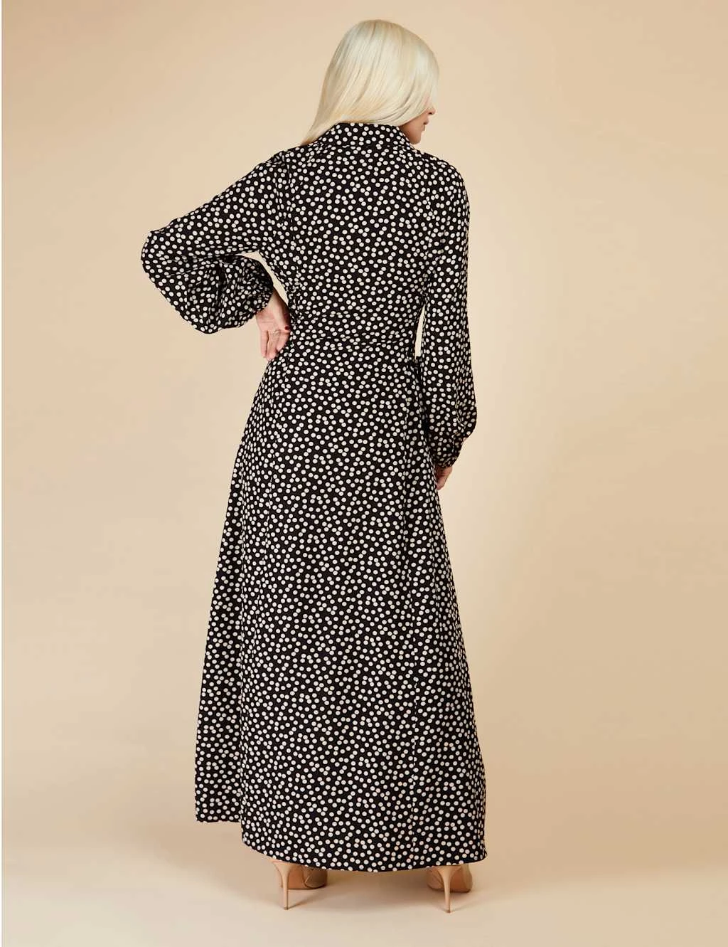 Polka Dot Tie Detail Maxi Shirt Dress 5 Polka Dot Tie Detail Maxi Shirt Dress - Image 5