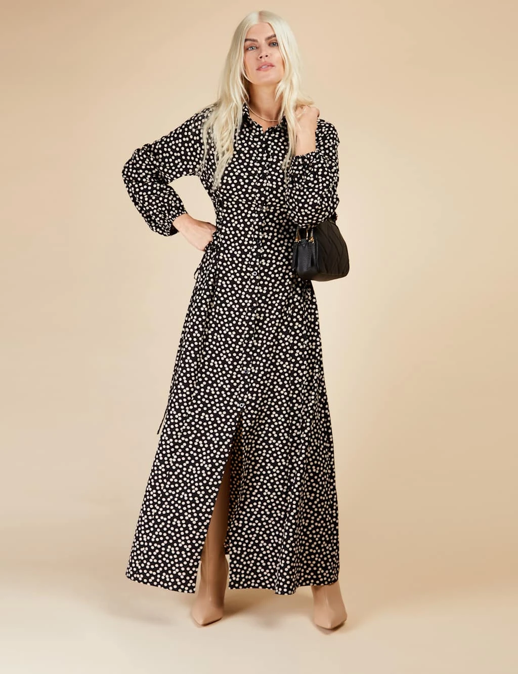 Polka Dot Tie Detail Maxi Shirt Dress 7 Polka Dot Tie Detail Maxi Shirt Dress - Image 7