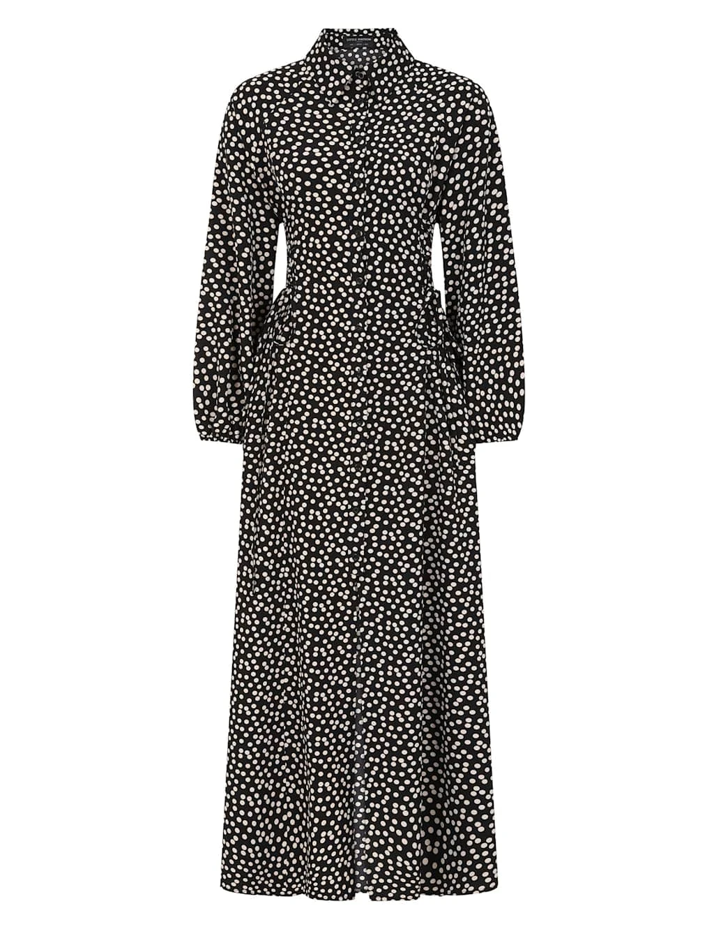 Polka Dot Tie Detail Maxi Shirt Dress 2 Polka Dot Tie Detail Maxi Shirt Dress - Image 2