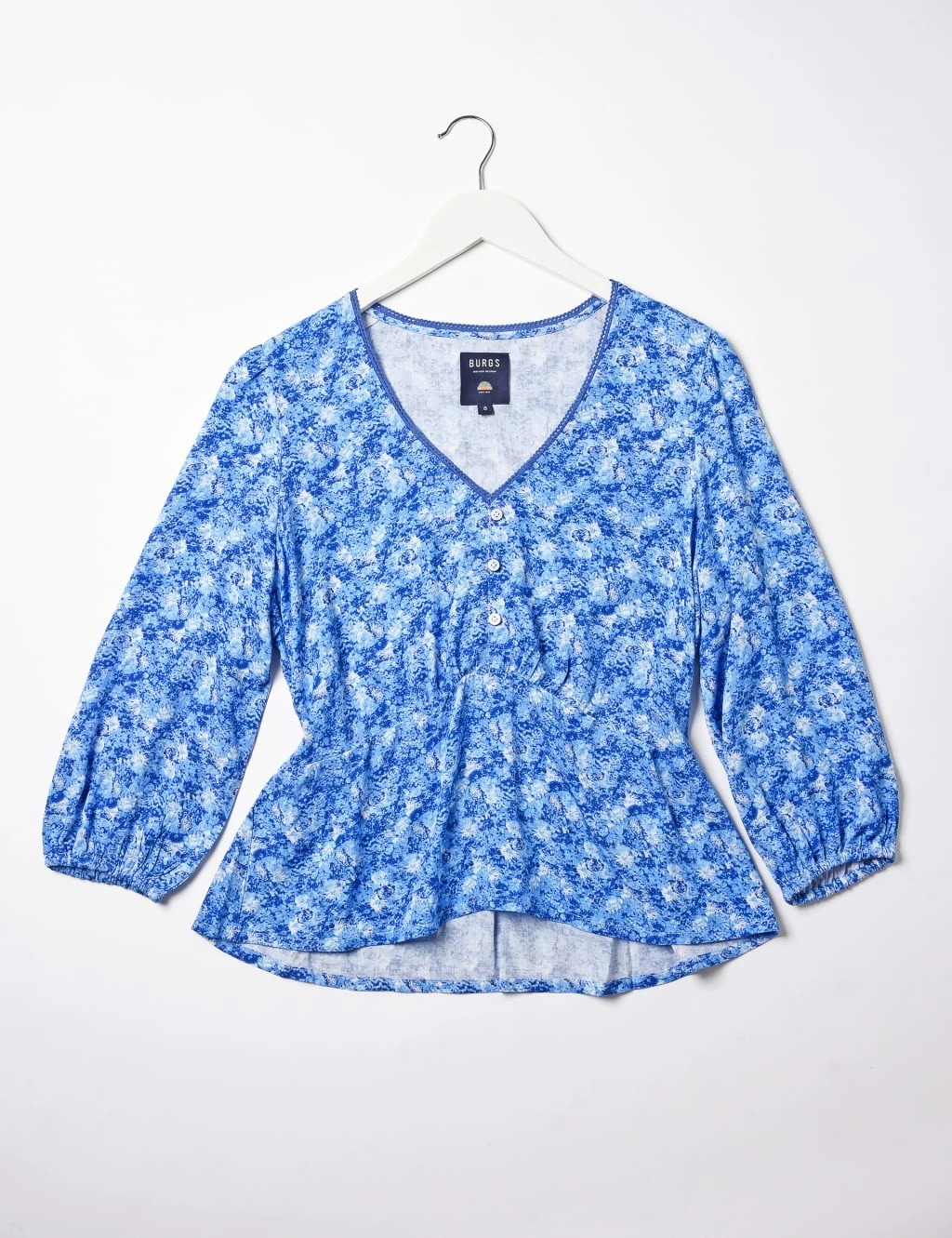 Floral V-Neck Lace Detail Relaxed Blouse 2 Floral V-Neck Lace Detail Relaxed Blouse - Image 2