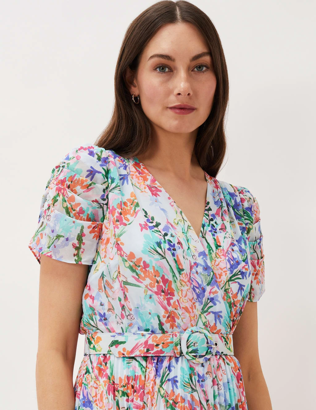 Floral V-Neck Belted Maxi Waisted Dress 3 Floral V-Neck Belted Maxi Waisted Dress - Image 3