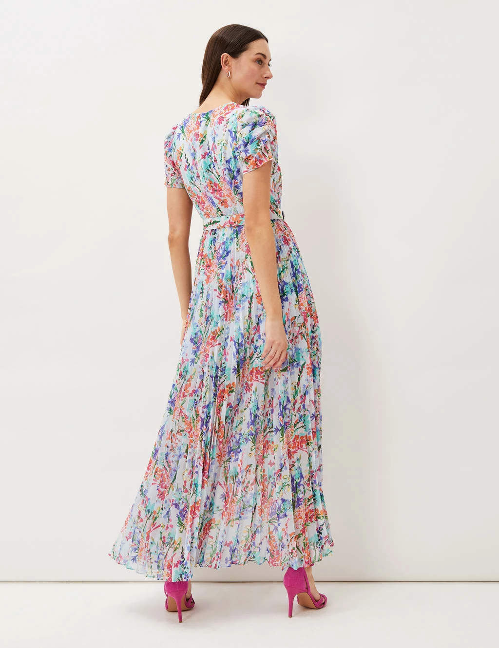 Floral V-Neck Belted Maxi Waisted Dress 4 Floral V-Neck Belted Maxi Waisted Dress - Image 4