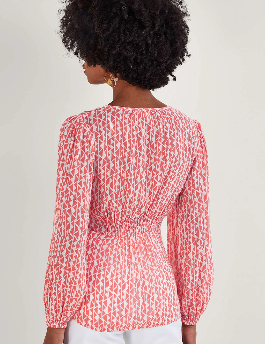 MONSOON Geometric V-Neck Tie Front Blouse 4 MONSOON Geometric V-Neck Tie Front Blouse - Image 4