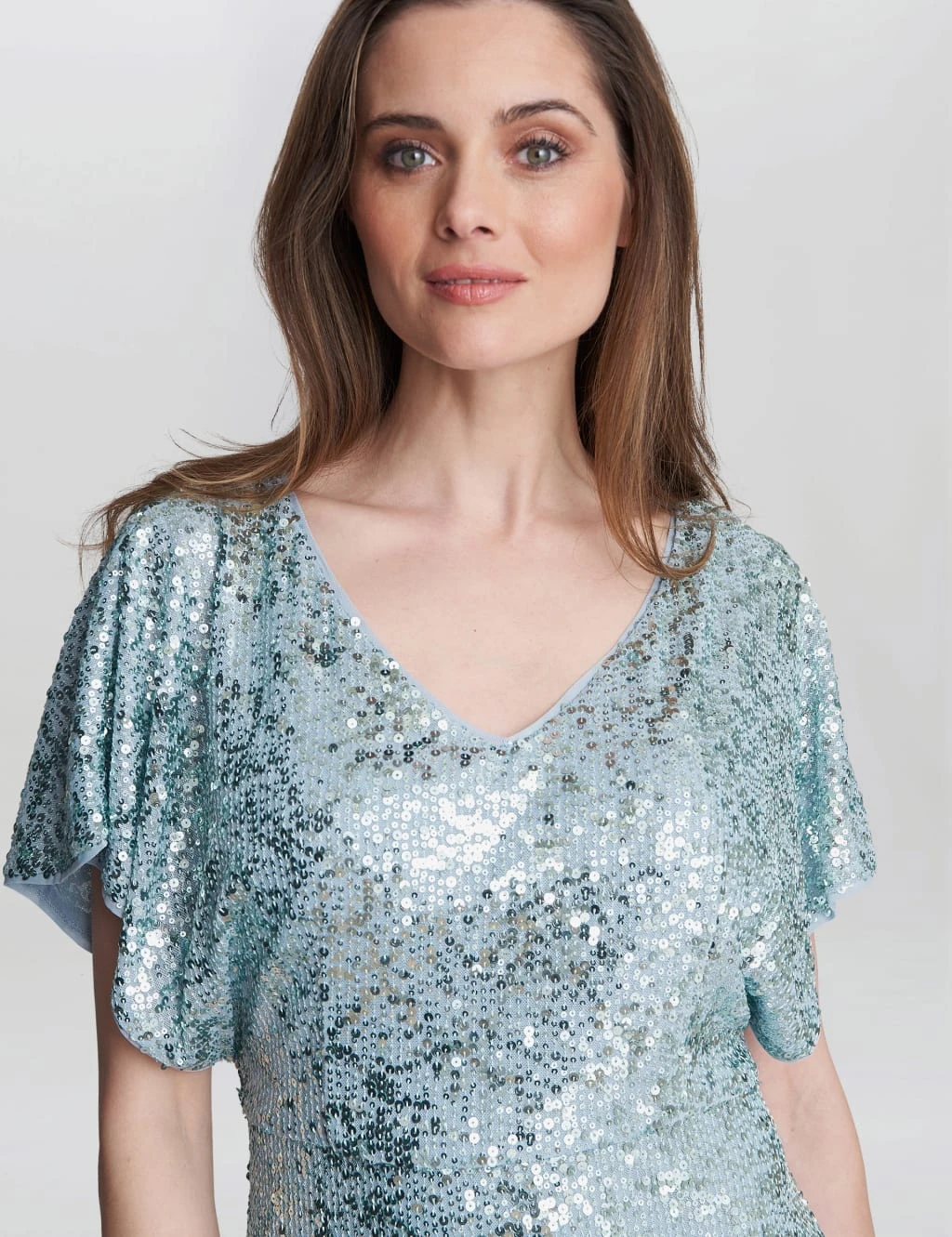 Sequin Embellished V-Neck Maxi Column Dress 4 Sequin Embellished V-Neck Maxi Column Dress - Image 4