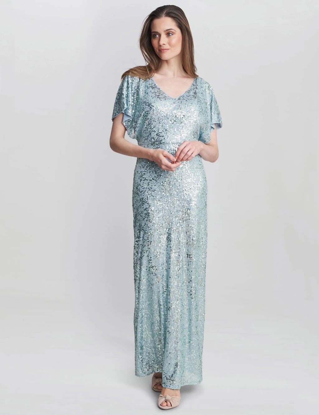 Sequin Embellished V-Neck Maxi Column Dress 5 Sequin Embellished V-Neck Maxi Column Dress - Image 5