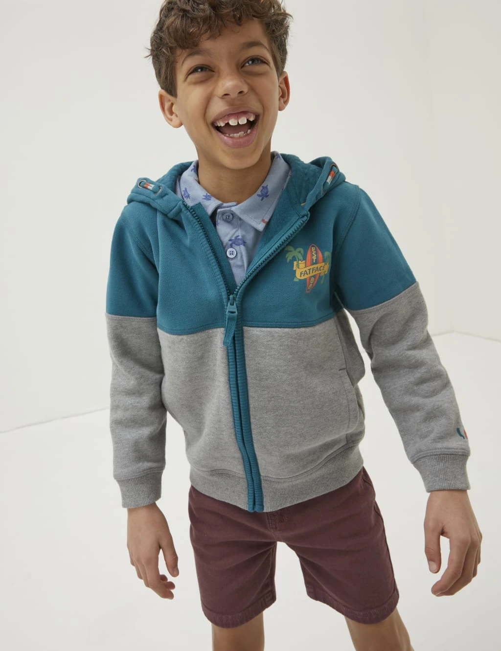 Pure Cotton Colour Block Zip Hoodie (3-13 Yrs) 1 Pure Cotton Colour Block Zip Hoodie (3-13 Yrs)
