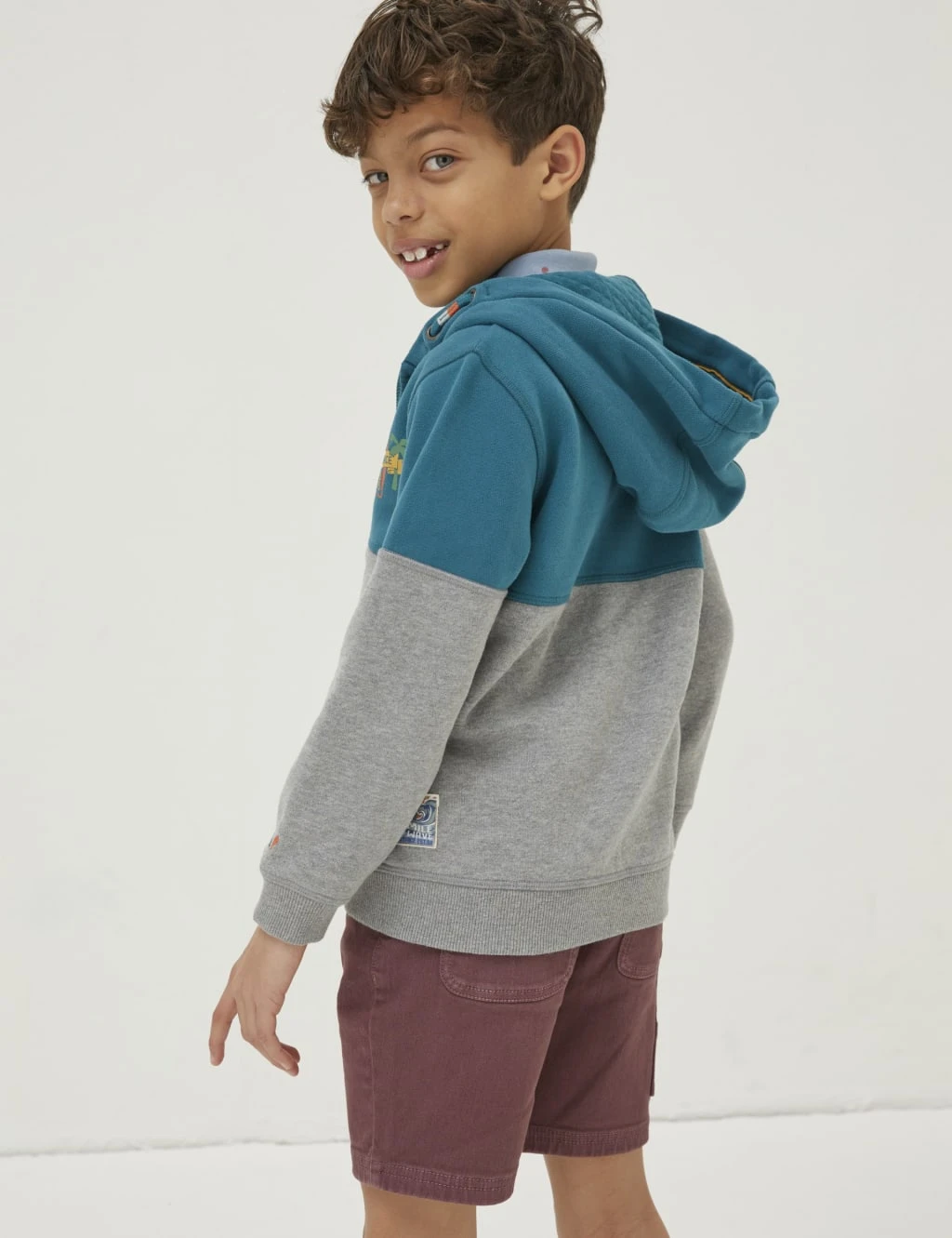 Pure Cotton Colour Block Zip Hoodie (3-13 Yrs) 4 Pure Cotton Colour Block Zip Hoodie (3-13 Yrs) - Image 4