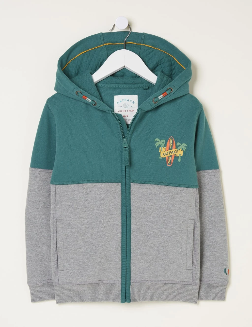 Pure Cotton Colour Block Zip Hoodie (3-13 Yrs) 2 Pure Cotton Colour Block Zip Hoodie (3-13 Yrs) - Image 2