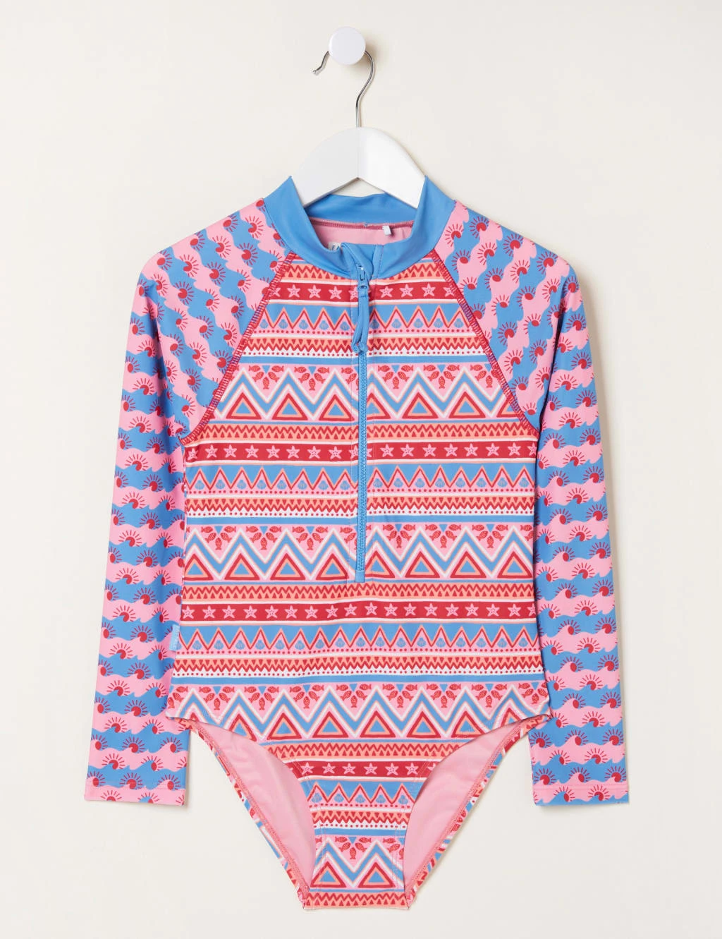 Aztec Print Long Sleeve Swimsuit (3-13 Yrs) 1 Aztec Print Long Sleeve Swimsuit (3-13 Yrs)