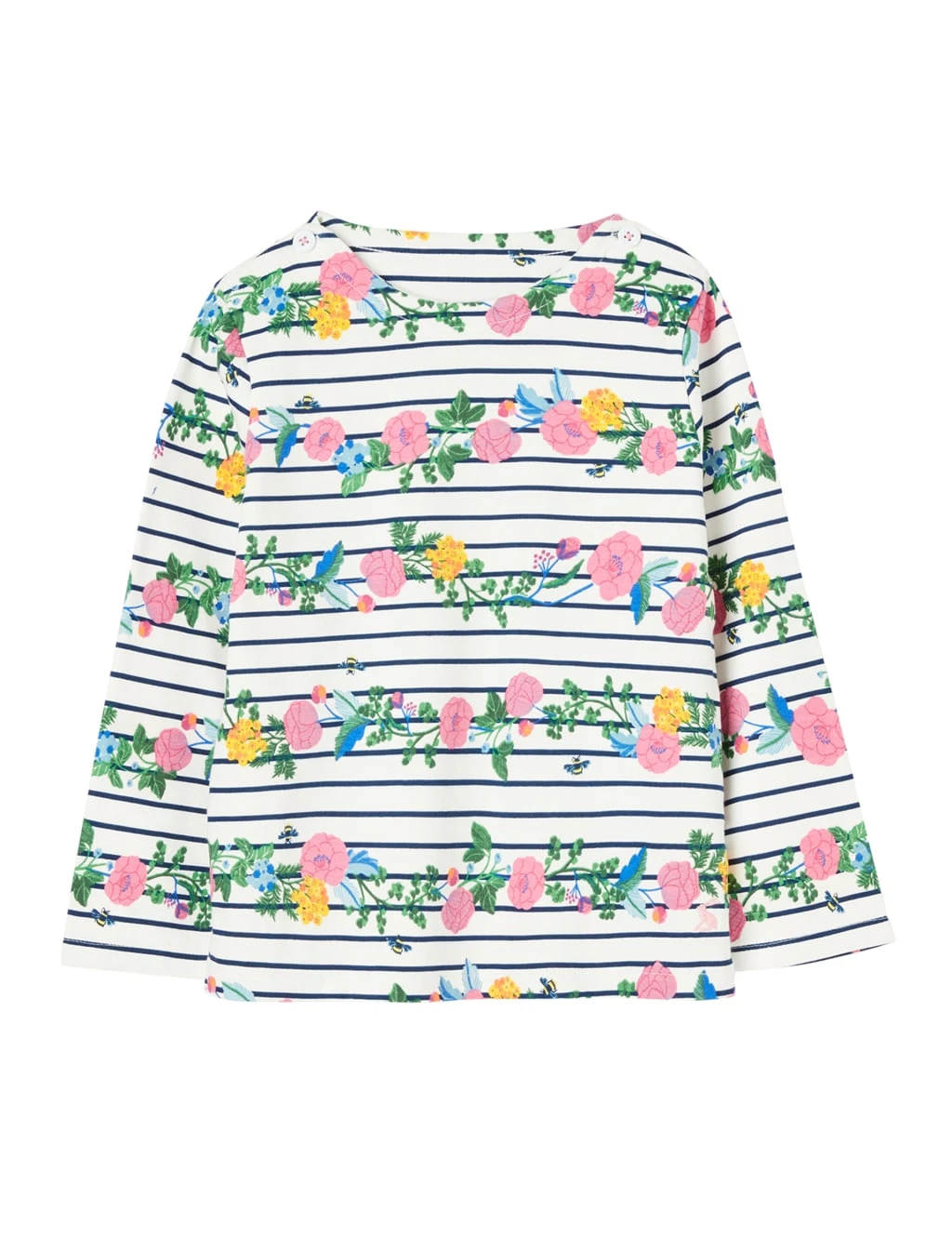 Joules Pure Cotton Floral Striped Top (2-12 Yrs) 1 Joules Pure Cotton Floral Striped Top (2-12 Yrs)