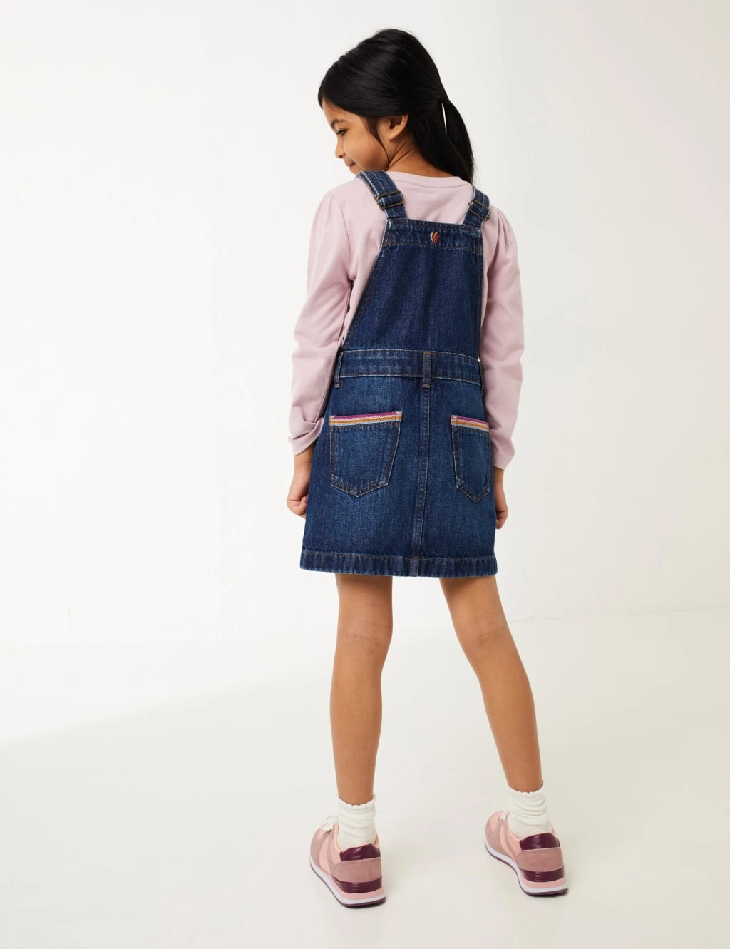 Denim Rainbow Embroidered Pinafore (3 - 13 Yrs) 3 Denim Rainbow Embroidered Pinafore (3 - 13 Yrs) - Image 3