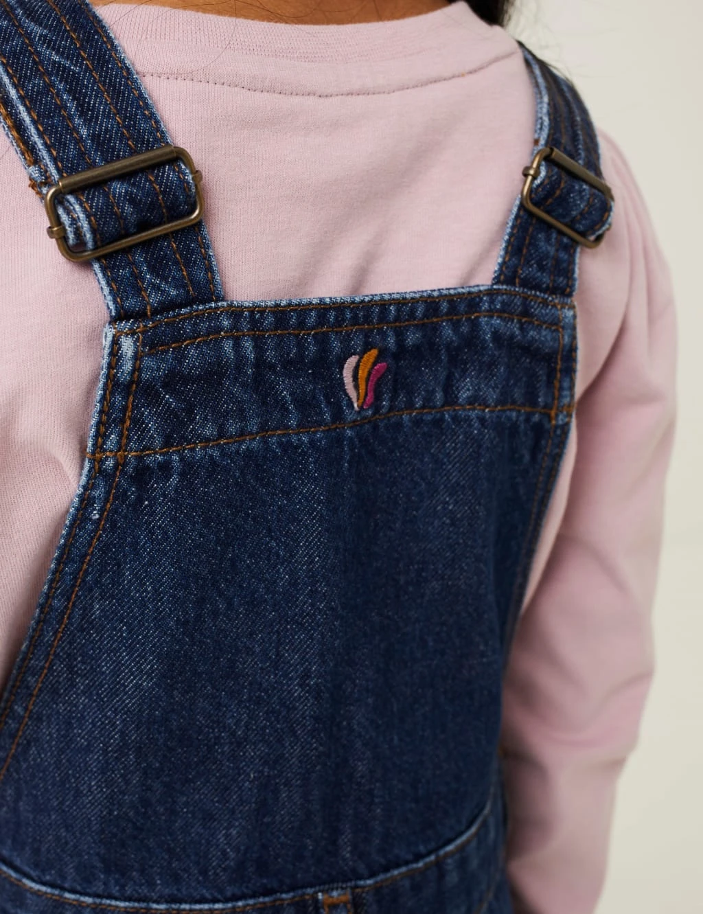 Denim Rainbow Embroidered Pinafore (3 - 13 Yrs) 4 Denim Rainbow Embroidered Pinafore (3 - 13 Yrs) - Image 4