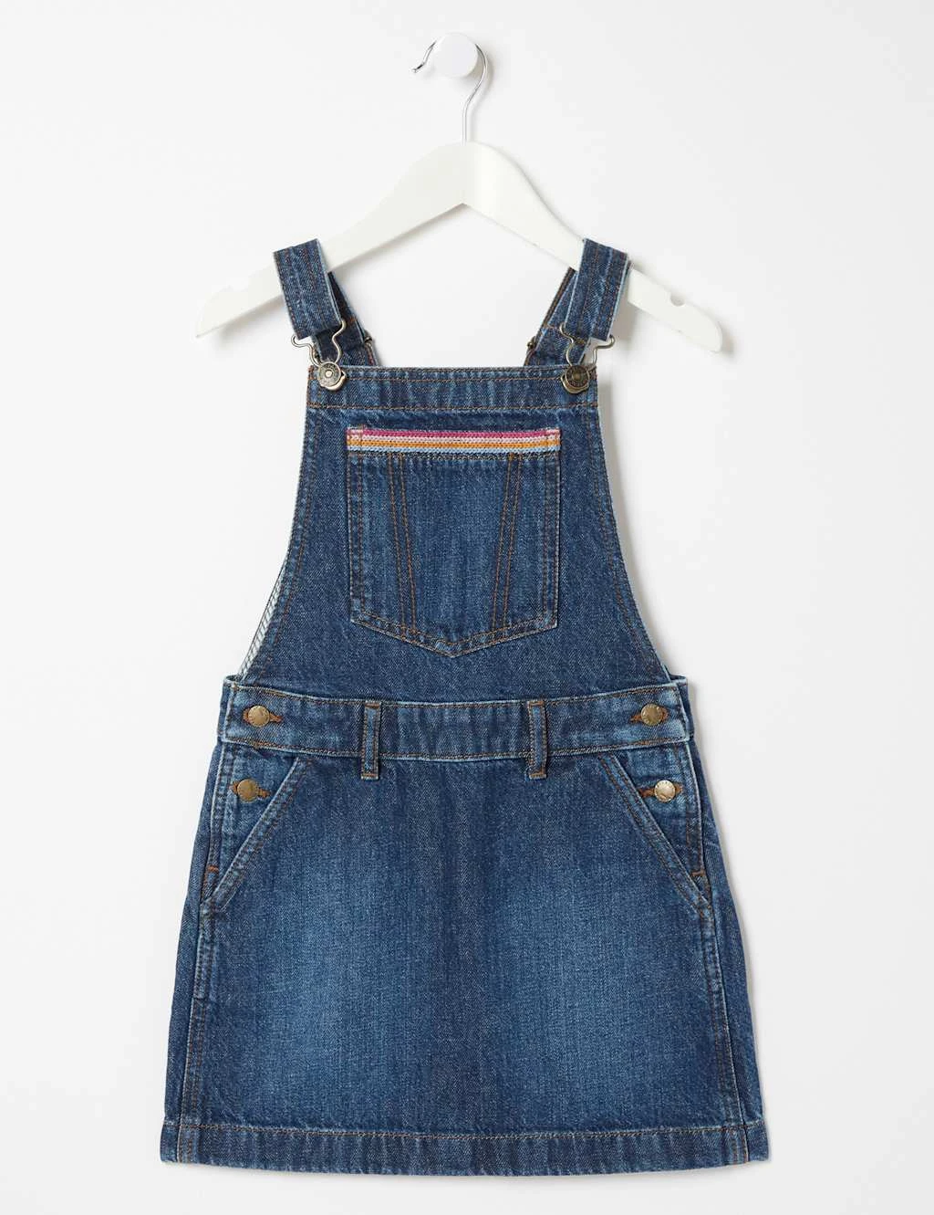 Denim Rainbow Embroidered Pinafore (3 - 13 Yrs) 2 Denim Rainbow Embroidered Pinafore (3 - 13 Yrs) - Image 2
