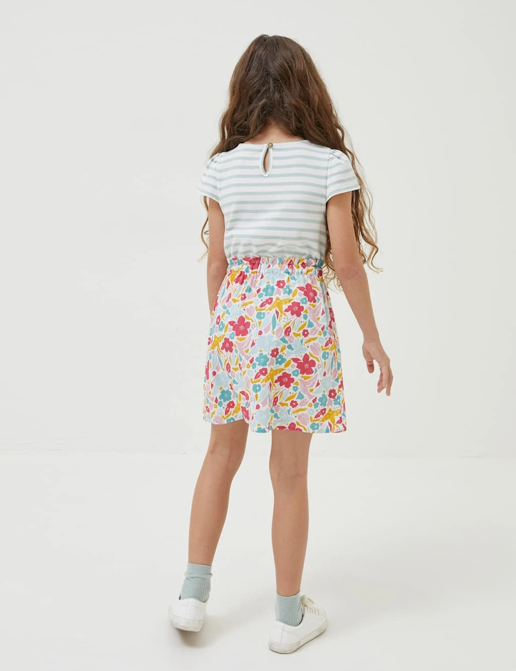 Pure Cotton Striped & Floral Dress (3-13 Yrs) 4 Pure Cotton Striped & Floral Dress (3-13 Yrs) - Image 4