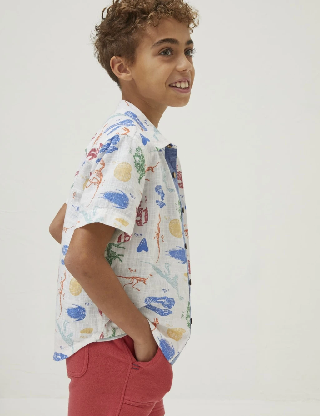 Pure Cotton Fossil Print Shirt (3-13 Yrs) 3 Pure Cotton Fossil Print Shirt (3-13 Yrs) - Image 3