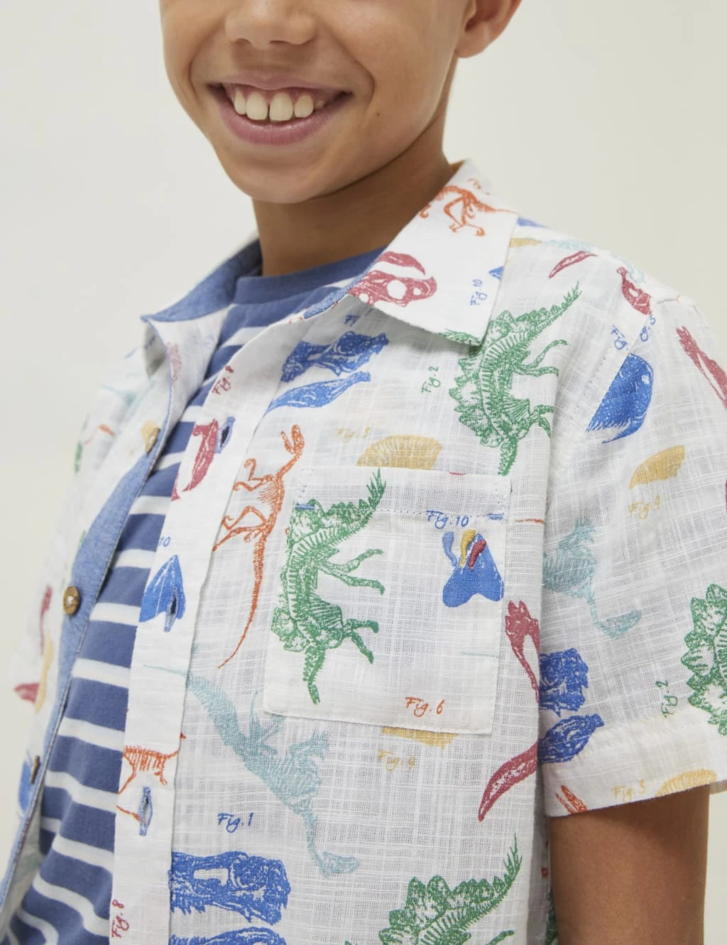 Pure Cotton Fossil Print Shirt (3-13 Yrs) 5 Pure Cotton Fossil Print Shirt (3-13 Yrs) - Image 5